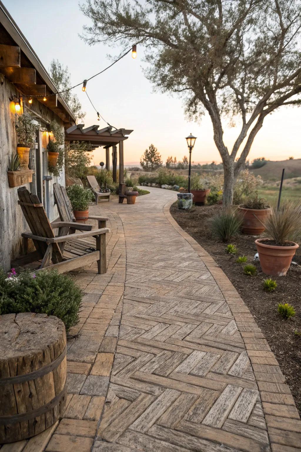 Timber-style pavers merge the charm of timber with the hardiness of stone.