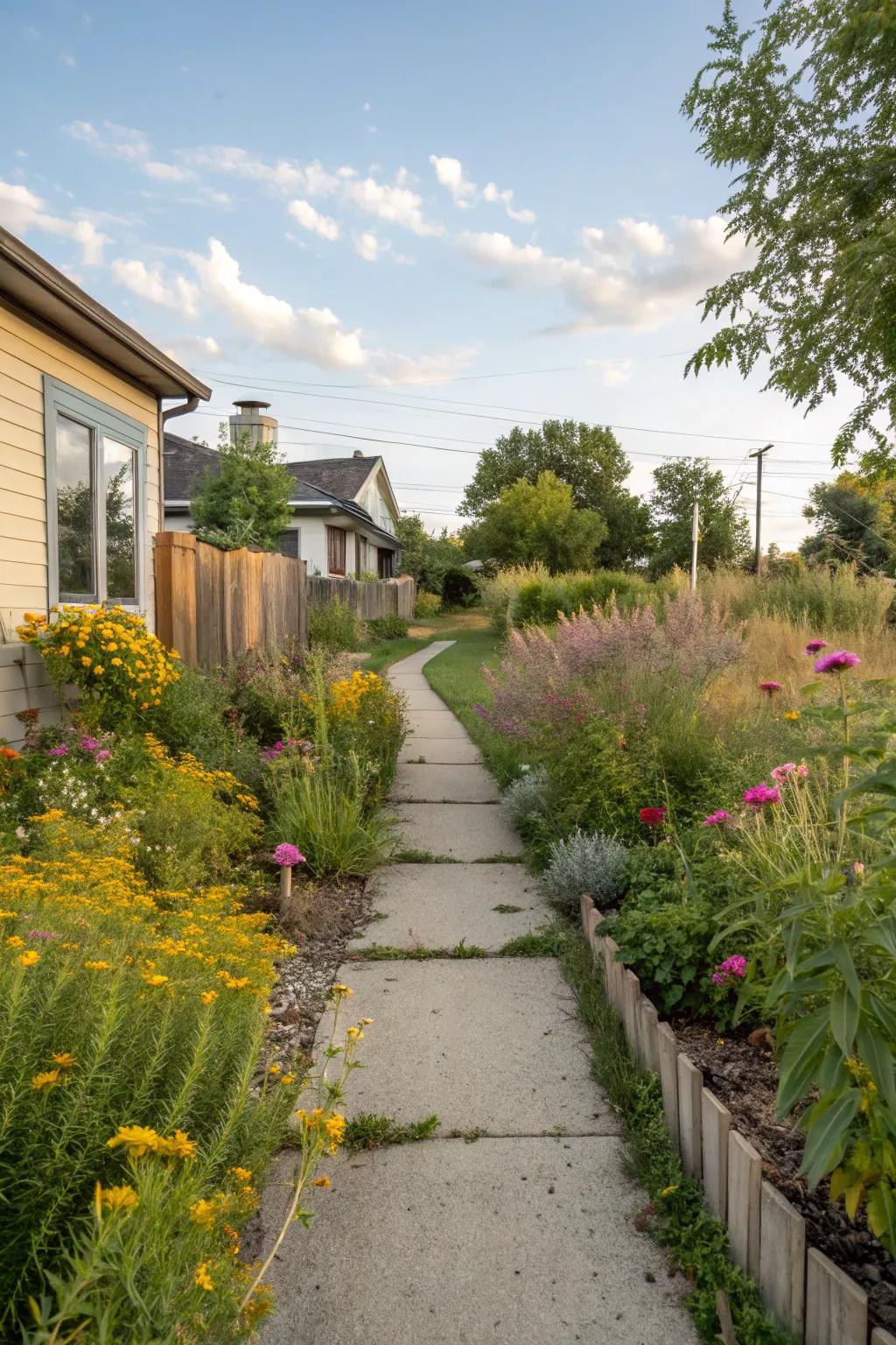 Native plants create a lush and natural environment.