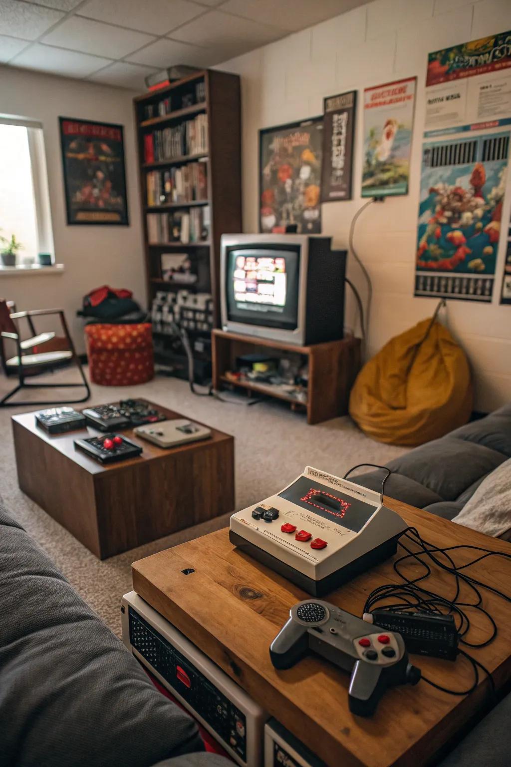 Retro elements introduce nostalgia and charm to your gaming space.