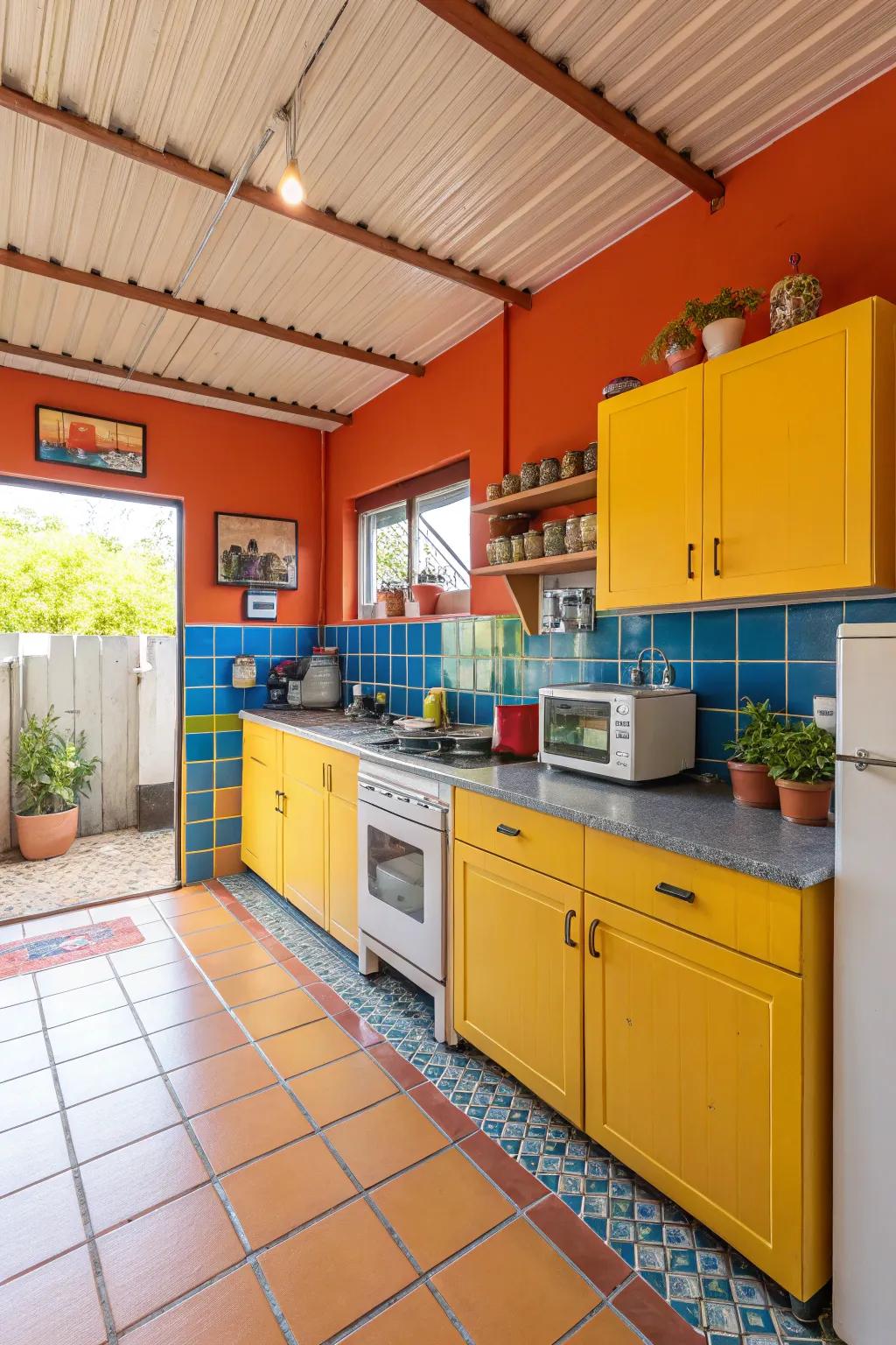 Bold colors bring energy and personality to the kitchen.