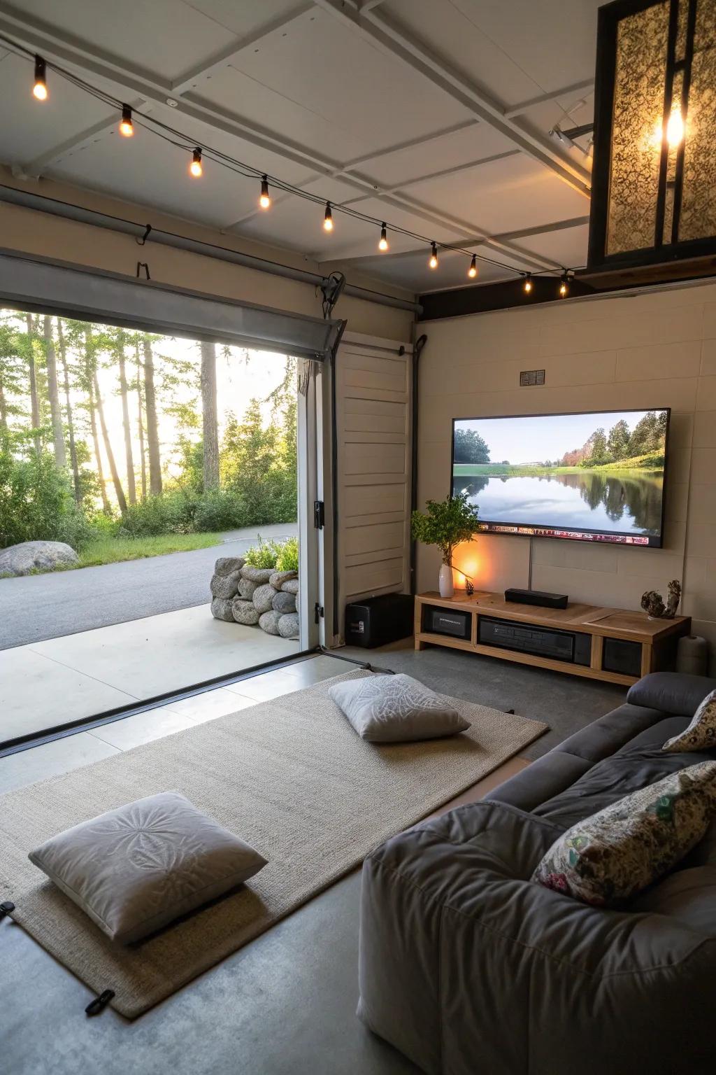 Discover peace in a meditation retreat featuring a TV in your garage.