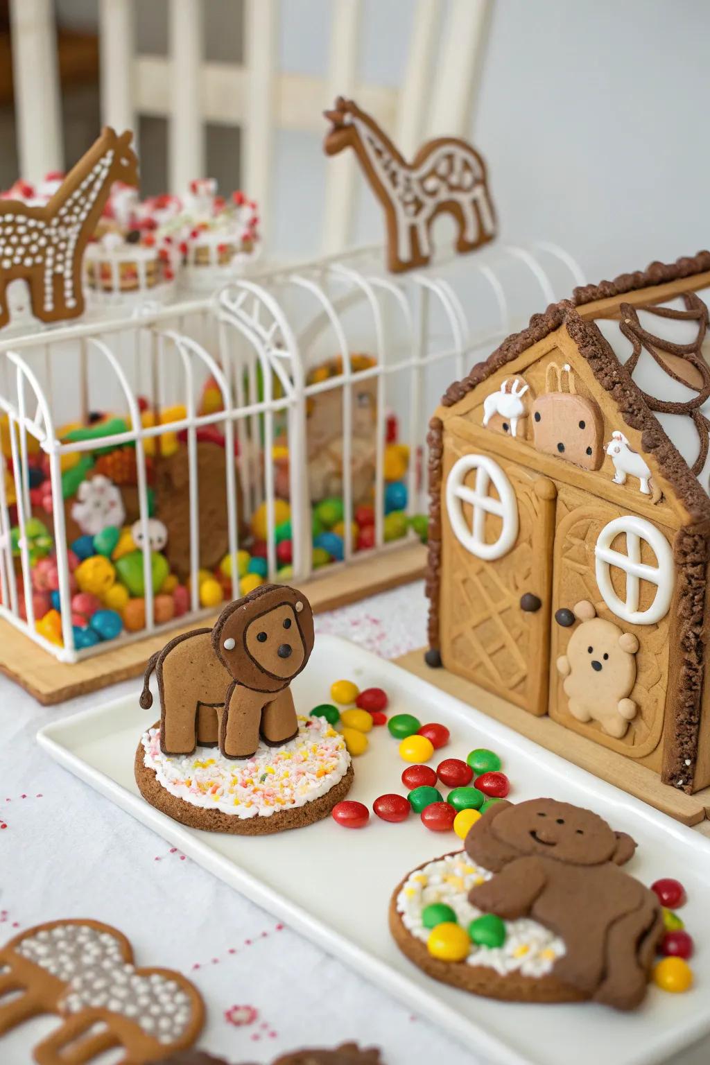 A delightful gingerbread menagerie brimming with saccharine fauna.