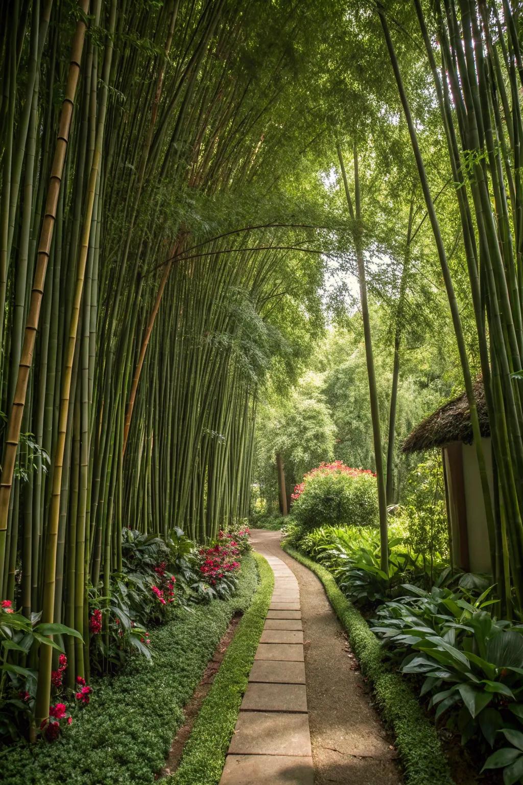 Bamboo groves offer seclusion and a tropical atmosphere.