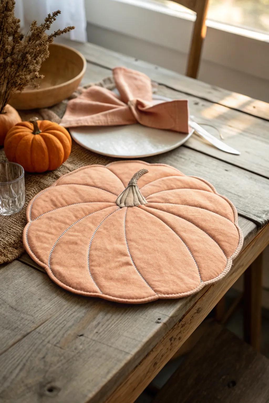 Improve your autumn table using these charming pumpkin placemats, where simplicity meets seasonal style.