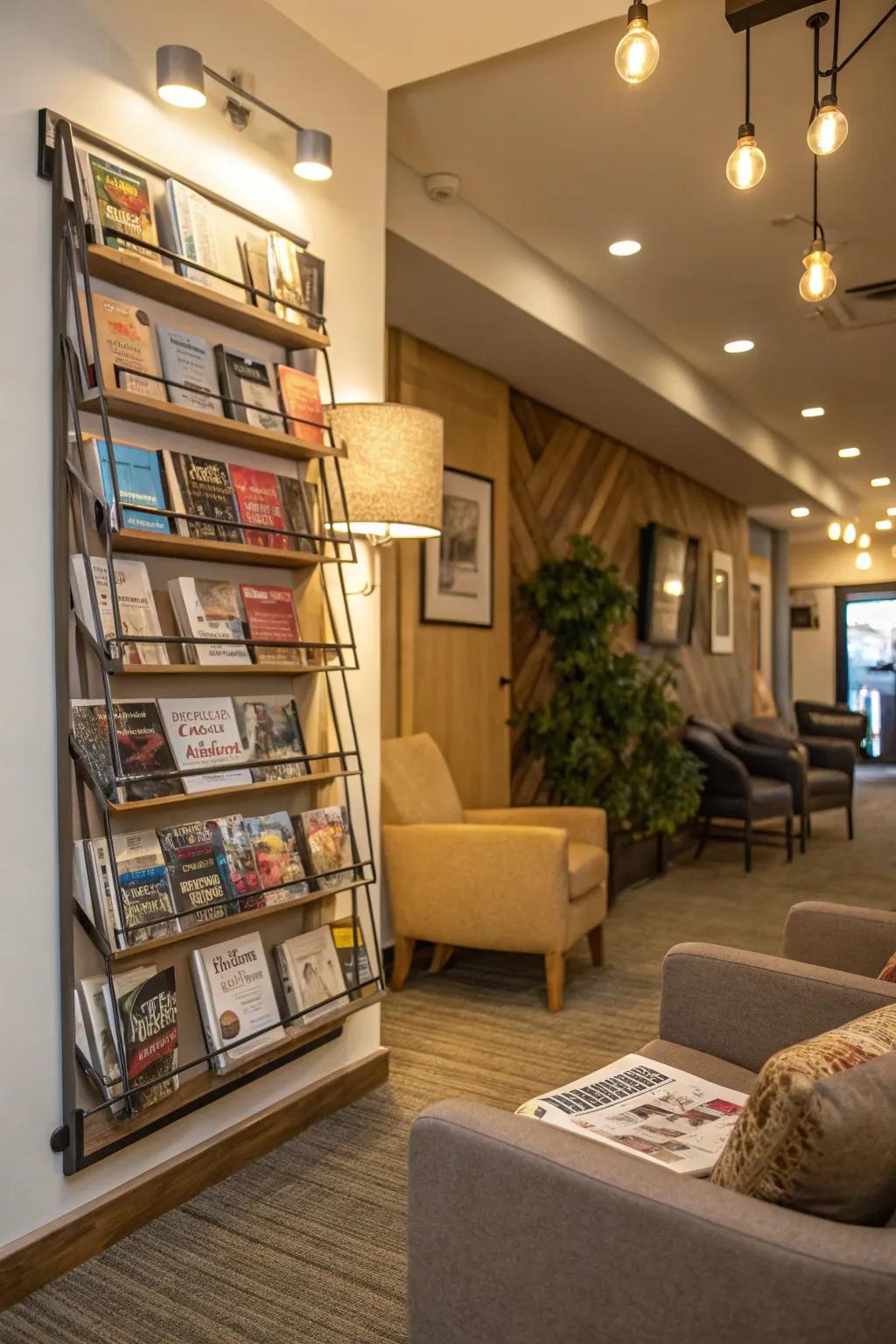 Contribute sophistication to your corner for reading through a magazine rack.