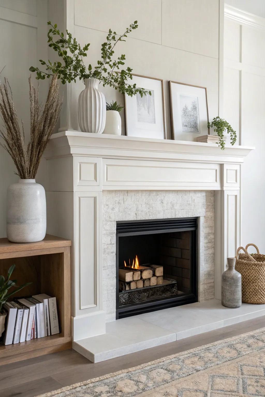 Minimalist decor brings a serene elegance to your hearth.