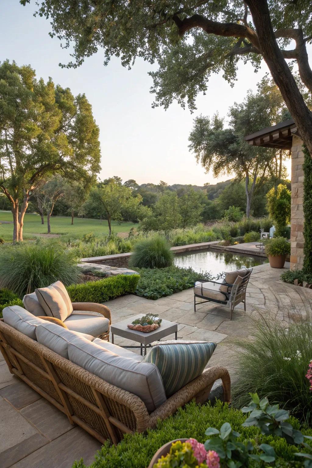 A tranquil outdoor sanctuary perfect for relaxation and entertaining.