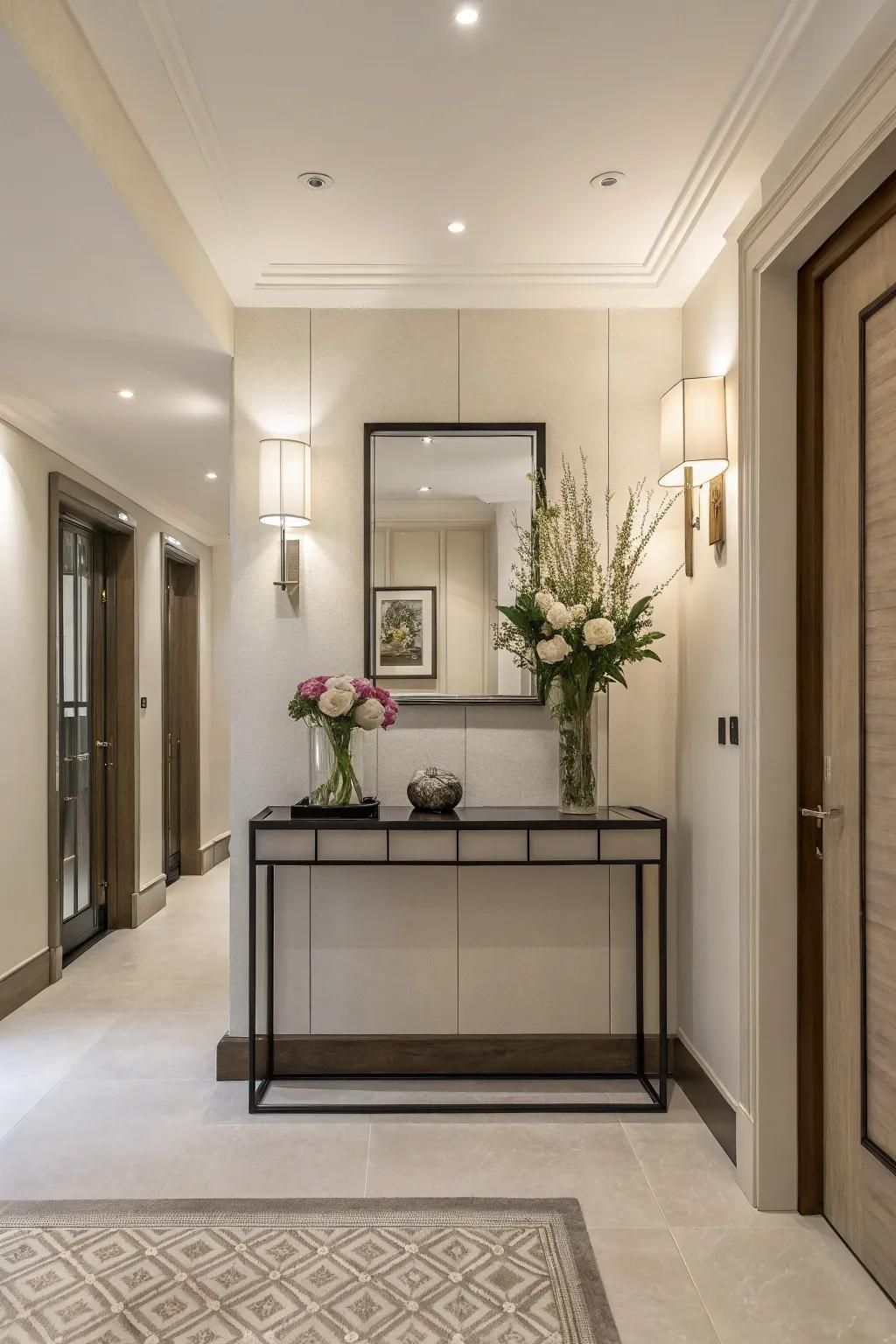 A design creates an entryway.