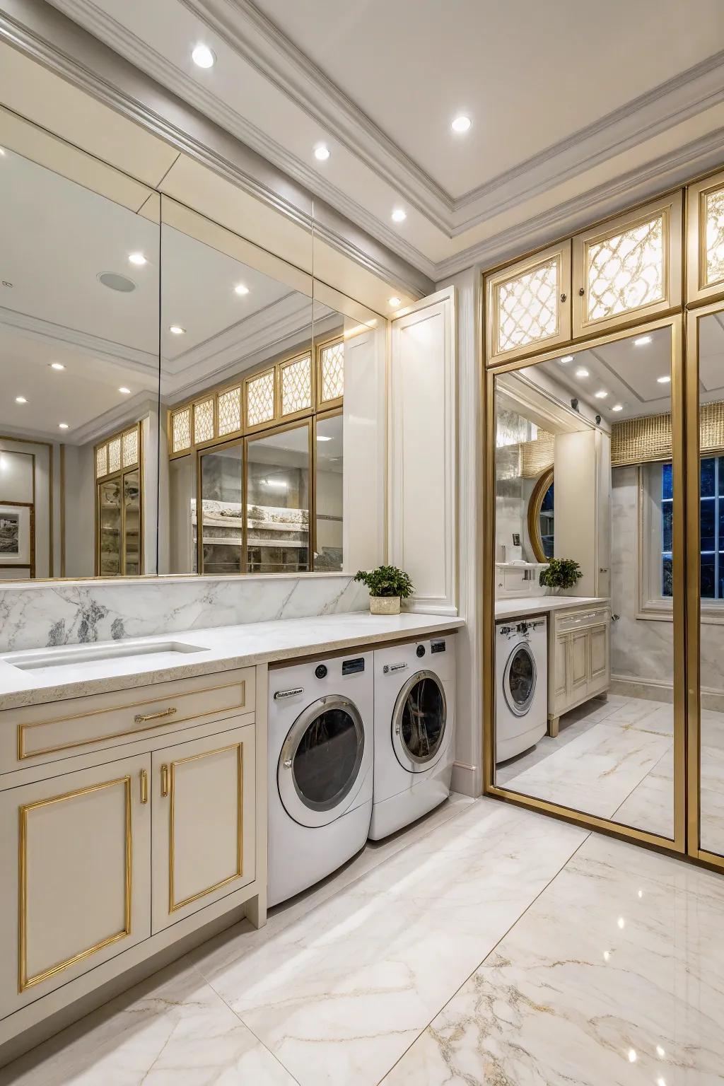 Mirrored panels add elegance.