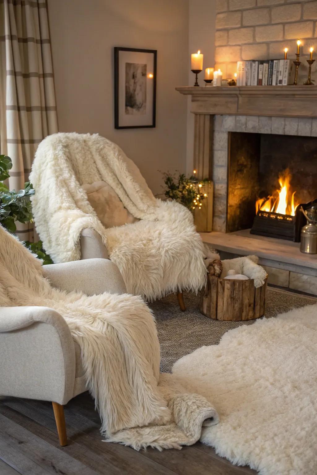 Snug warmth with faux pelt seat protectors.