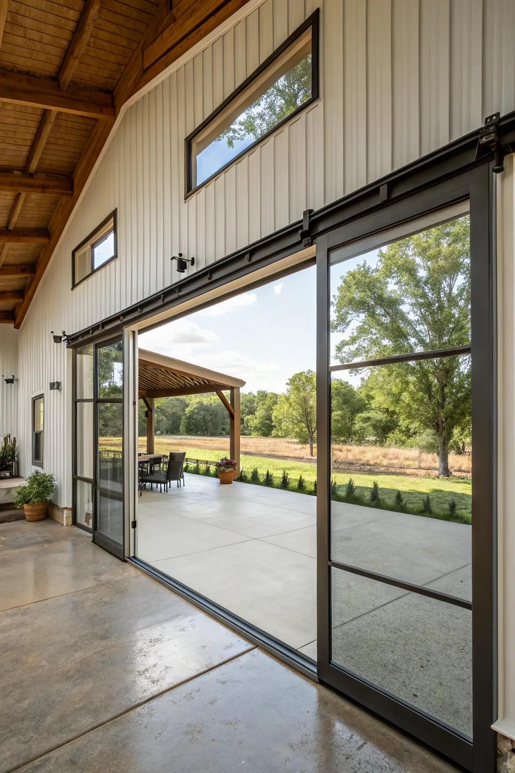 Smooth indoor-outdoor transitions enhance living spaces.