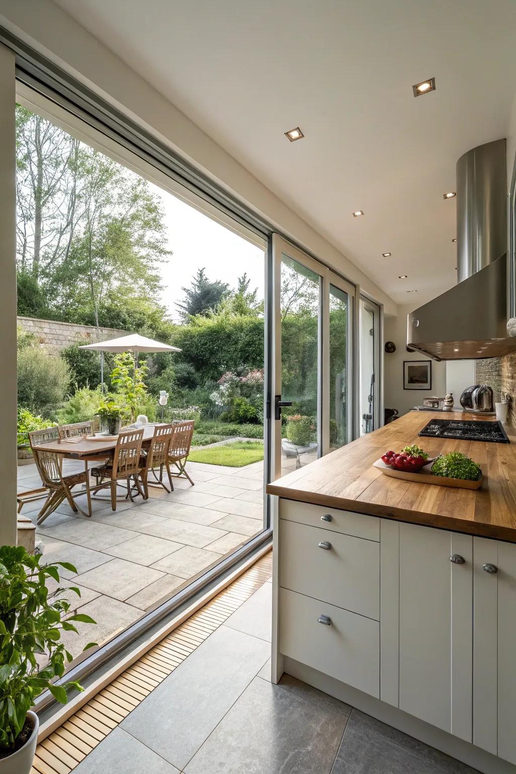 A fluid indoor-outdoor transition enhances your living space.