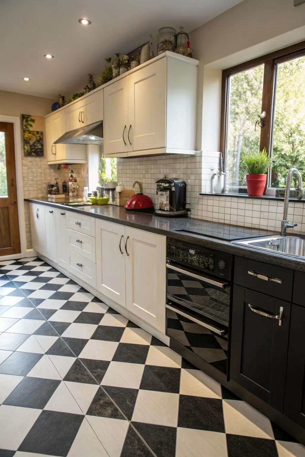 Contrast composite worktops offer timeless elegance.