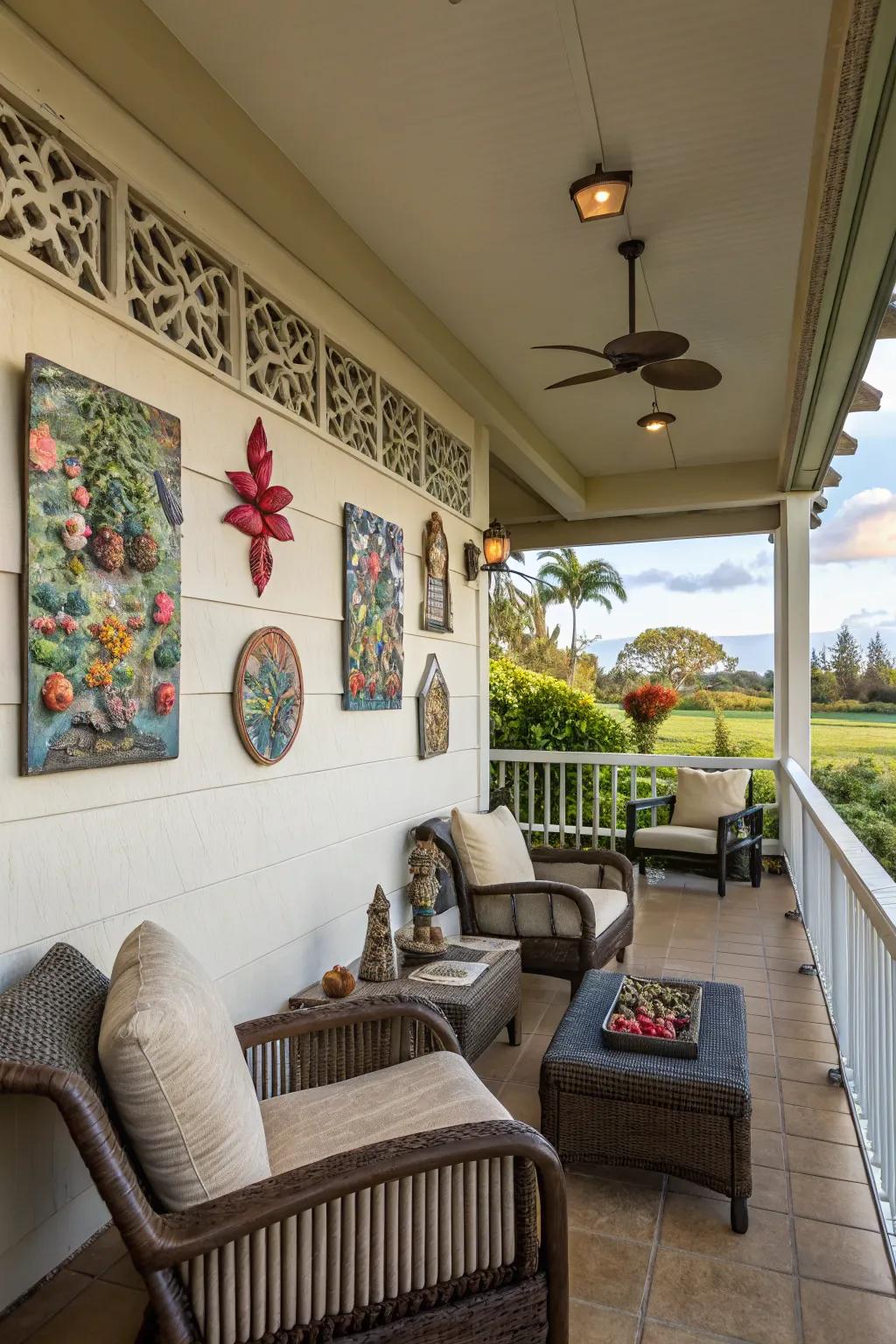 Artful details add personality and charm to this lanai.