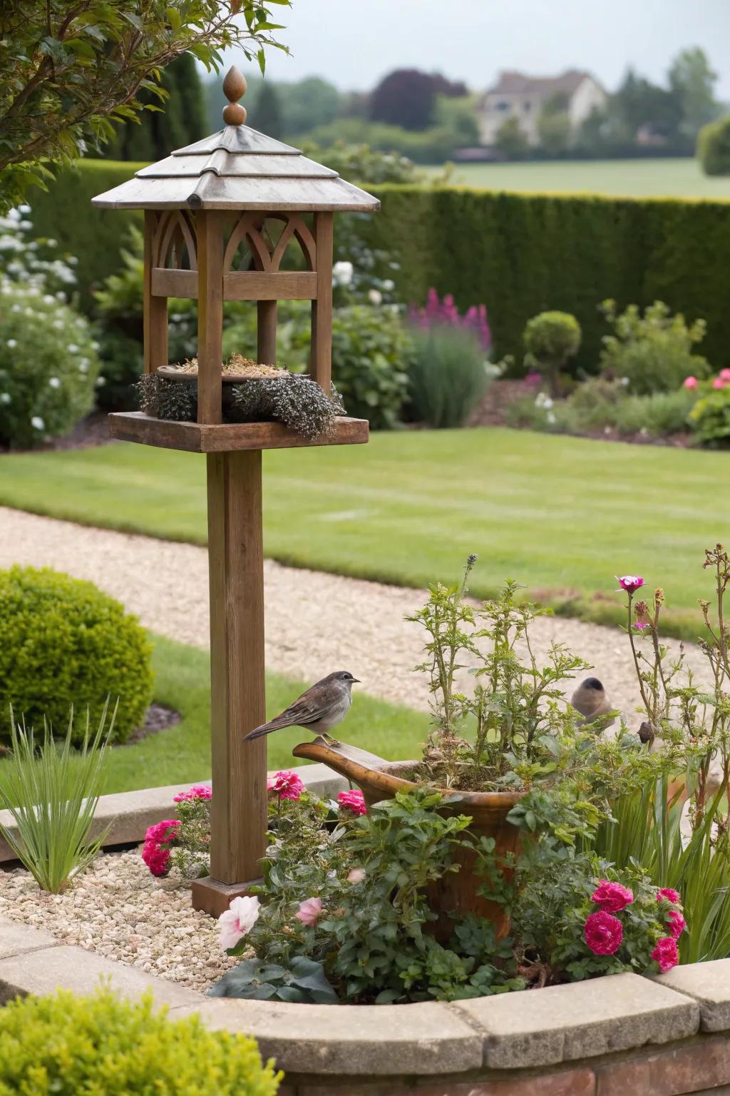 Feng shui imparts consonance and equilibrium to your avian-amicable garden.