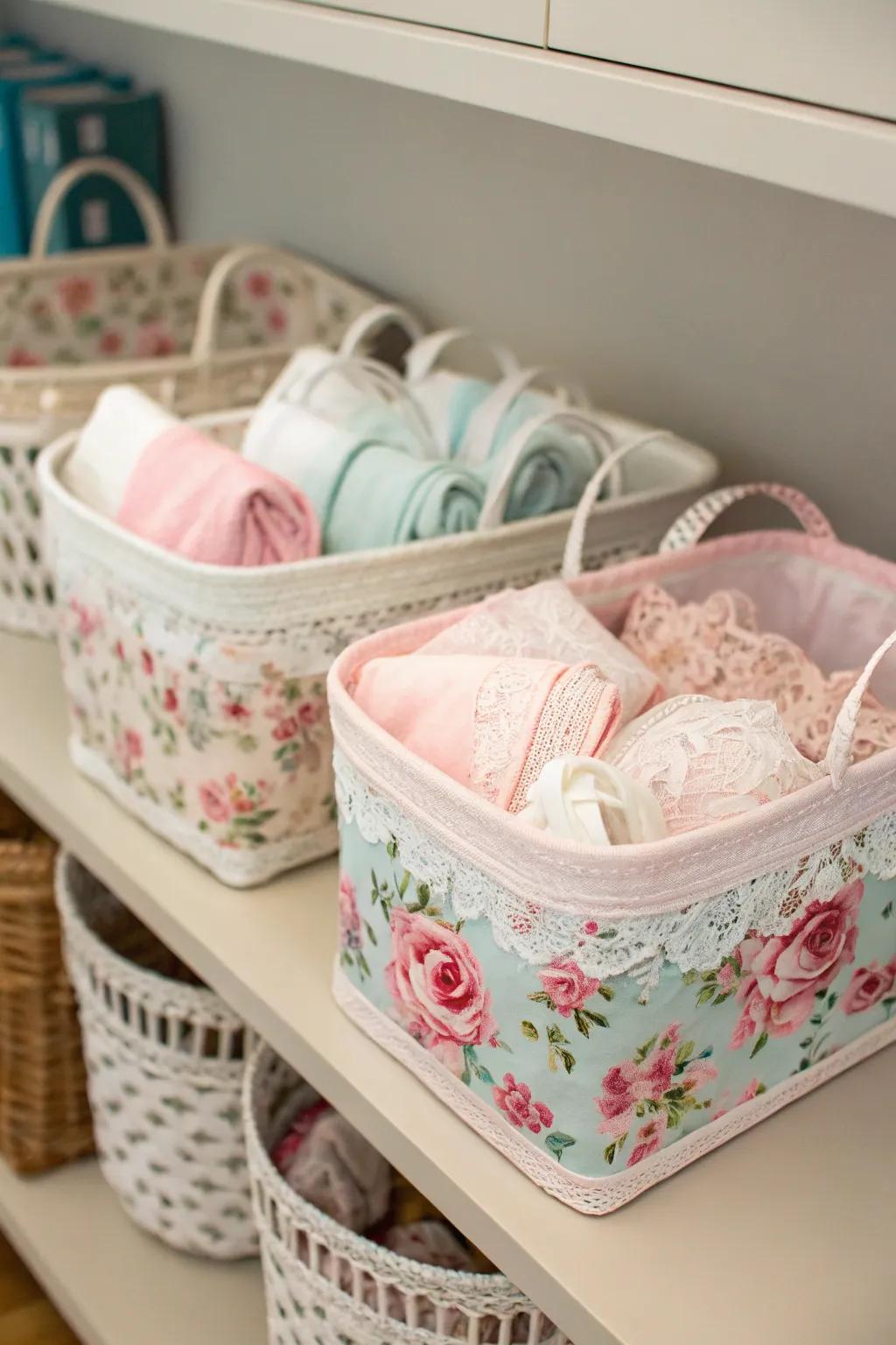 Ornate baskets blend style with functionality.