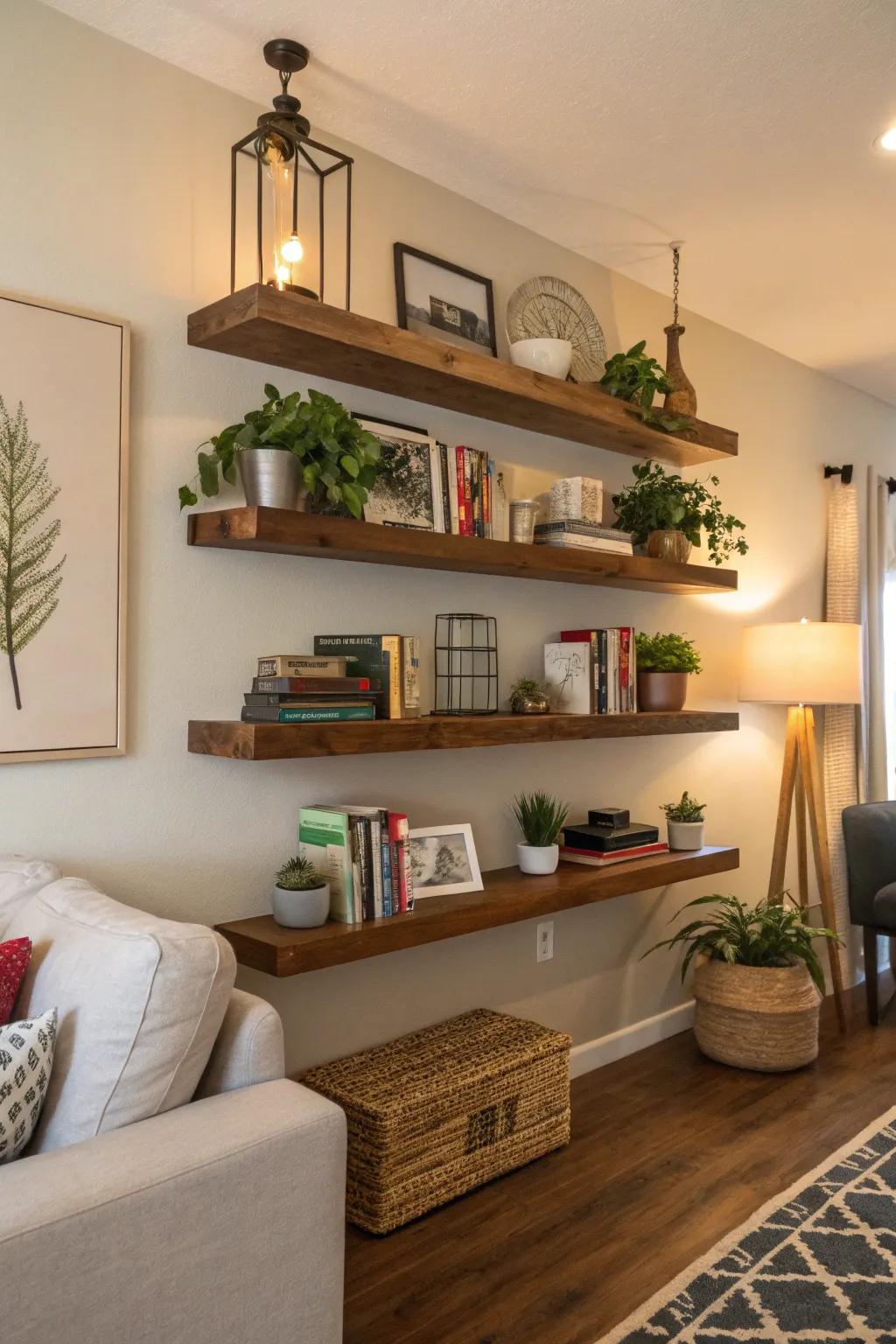 Heighten creativity through layered shelf statures.