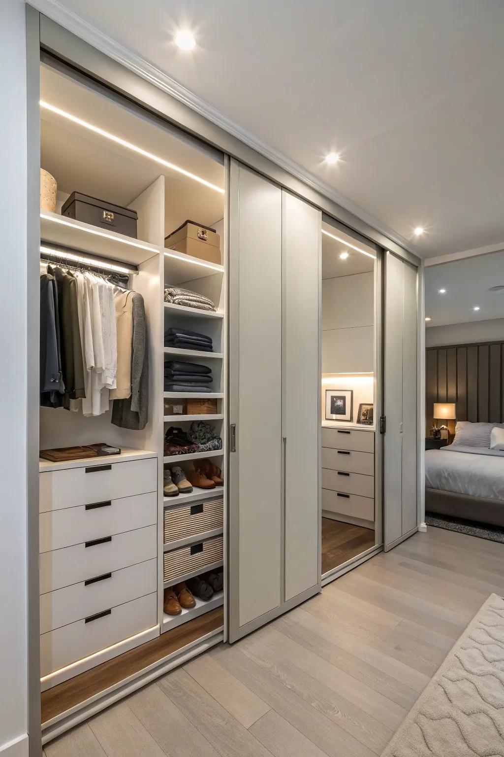 Storage helps the space.