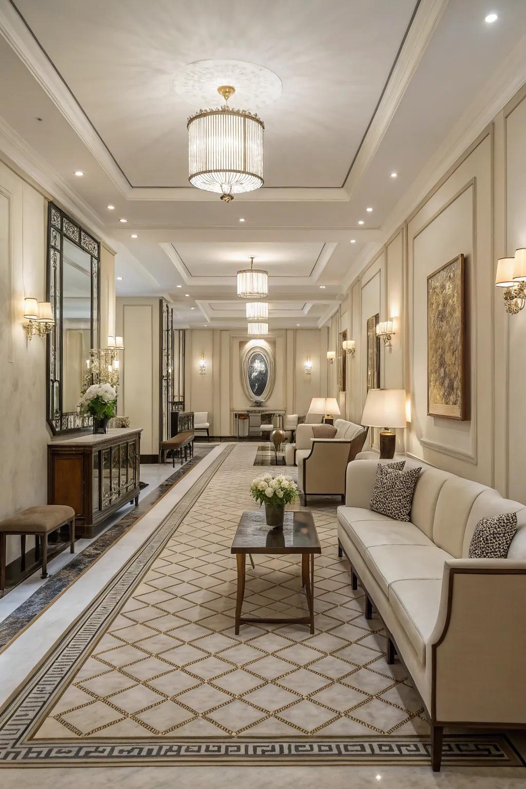 Symmetrical design establishes a harmonious and balanced living room.