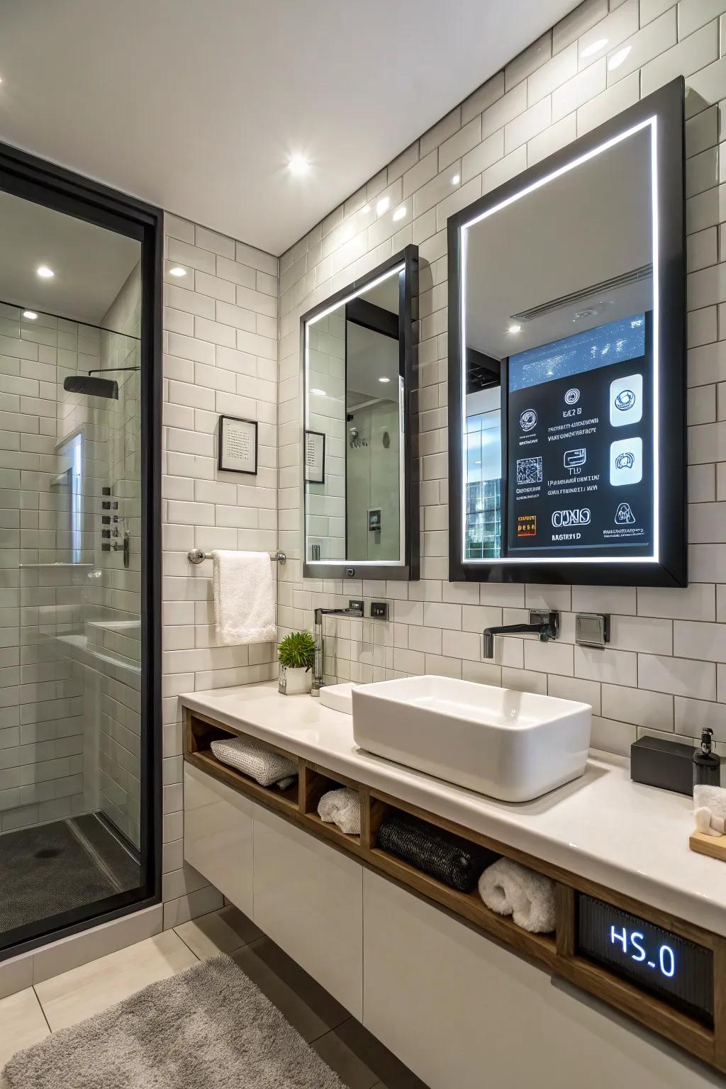 High-tech innovations in a modern luxury bathroom.