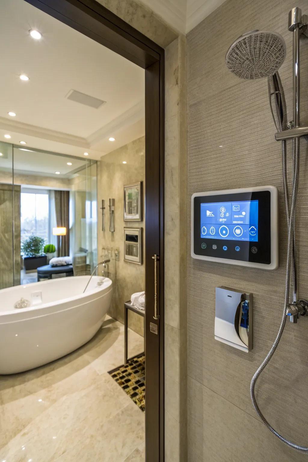 A luxurious bathroom featuring intuitive technology for a modern touch.