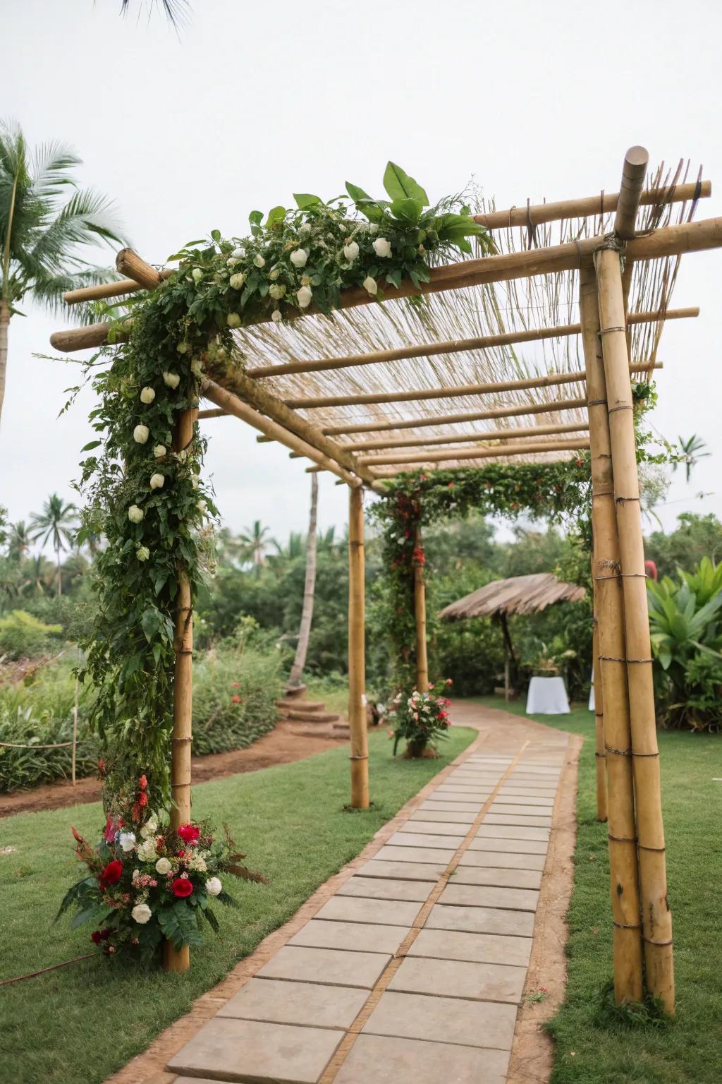 Cane adds eco-friendly style to a marriage altar.