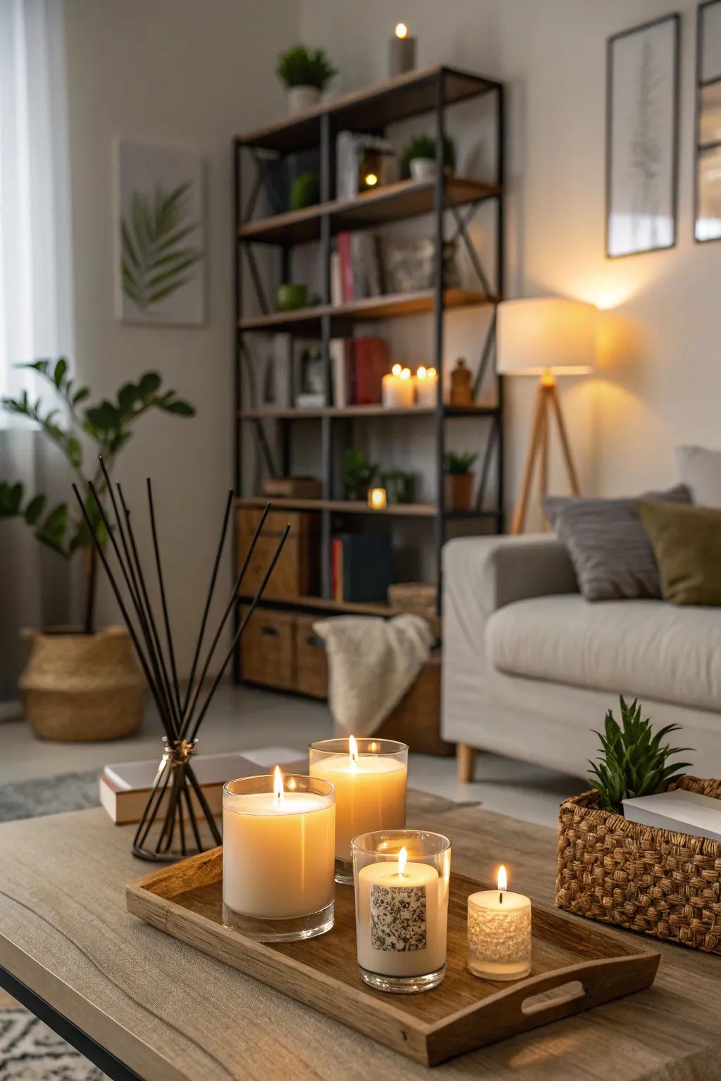 Scented components give the décor a personal touch.