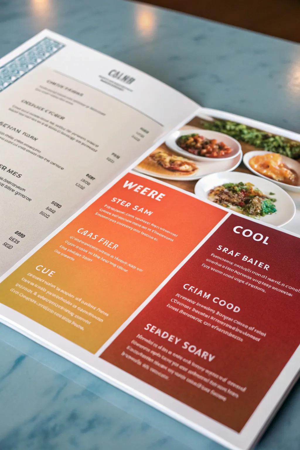 Color psychology: a subtle yet powerful instrument in menu layout.