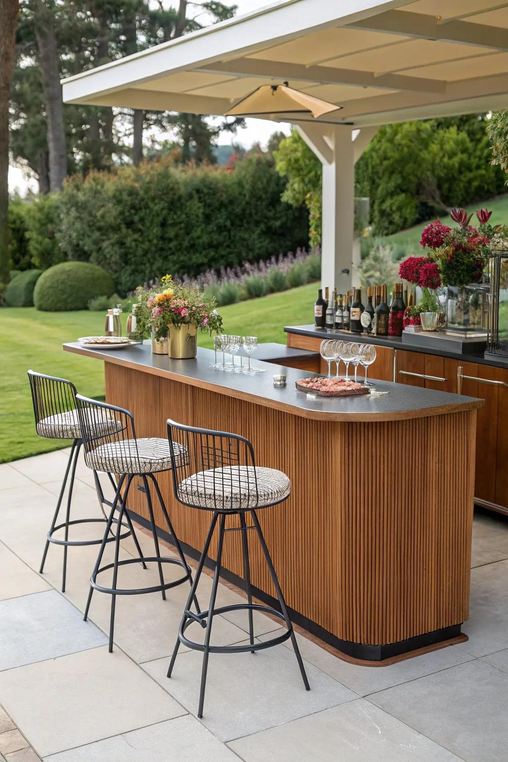 Outdoor bars are ideal for entertaining and socializing.