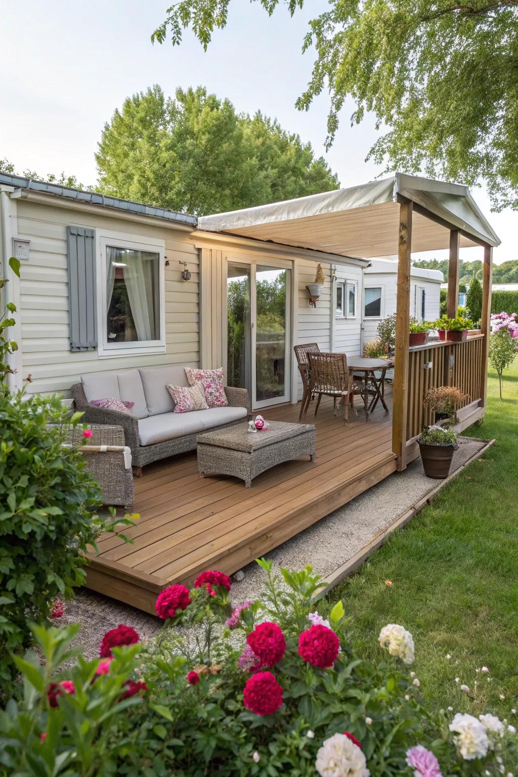 A patio area delivers a perfect outdoor escape.