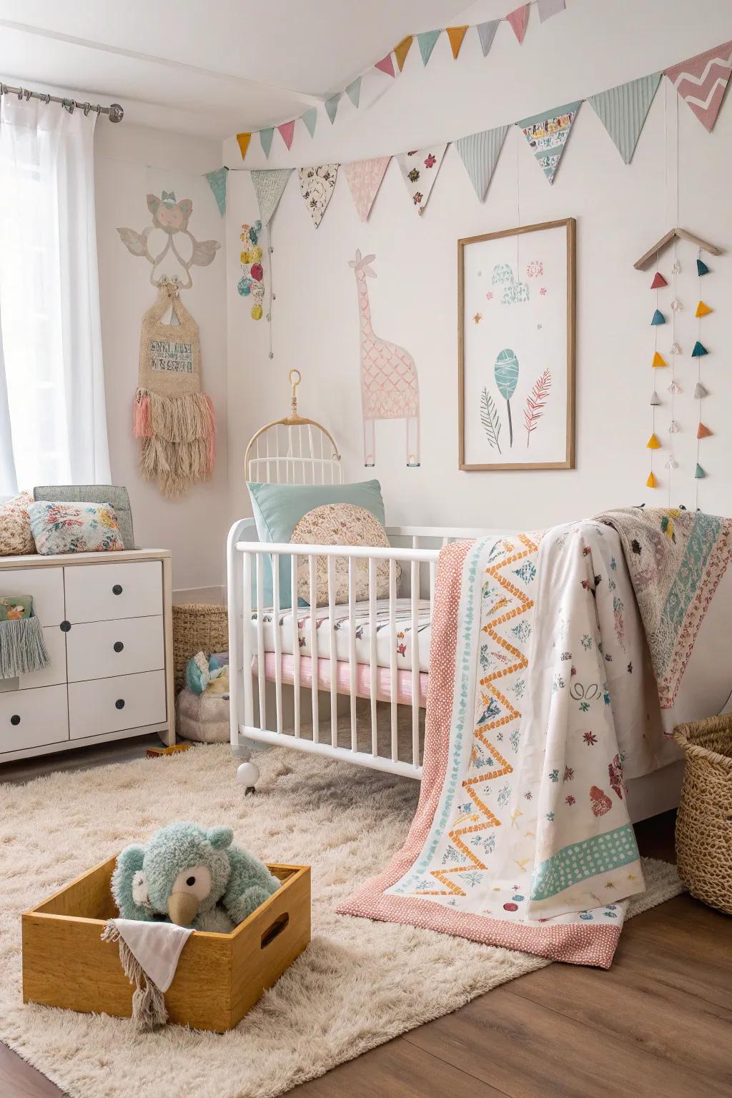 Coordinating patterns creates a lively and personalized space.