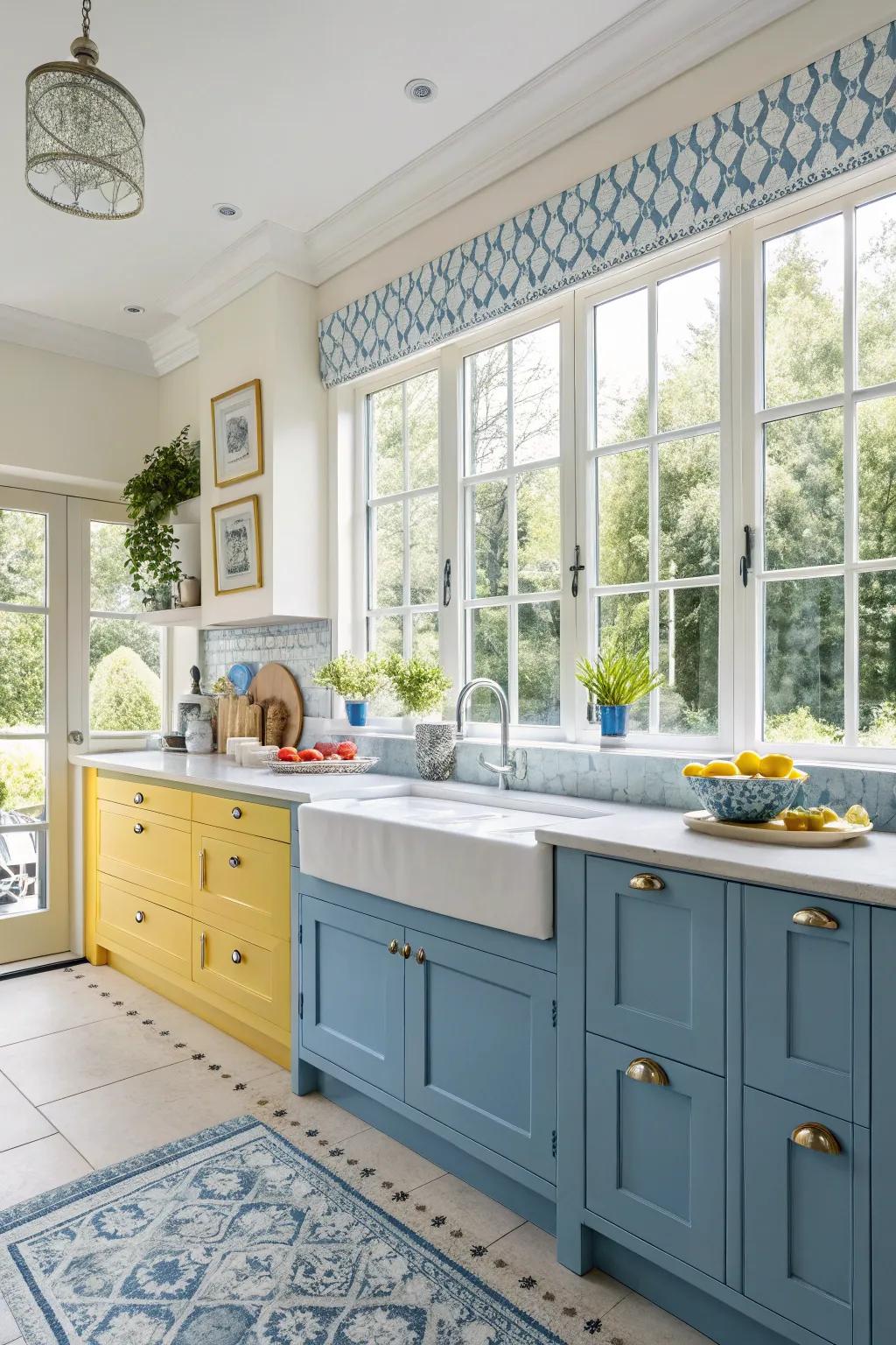 Inherent radiance heightens the vibrancy of the cooking area's color scheme.