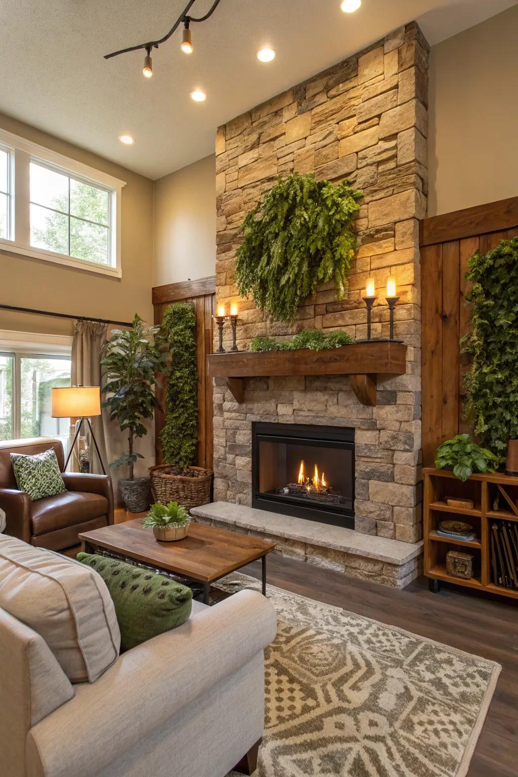 Eco-friendly materials conjure a stylish and sustainable area.