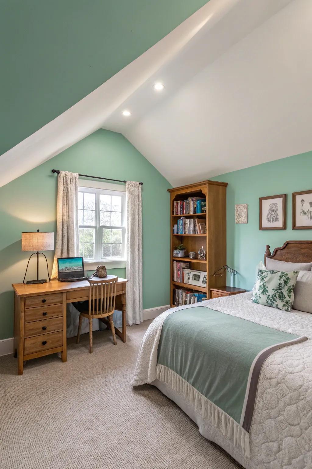 A seafoam serenity ceiling adds an unexpected touch.