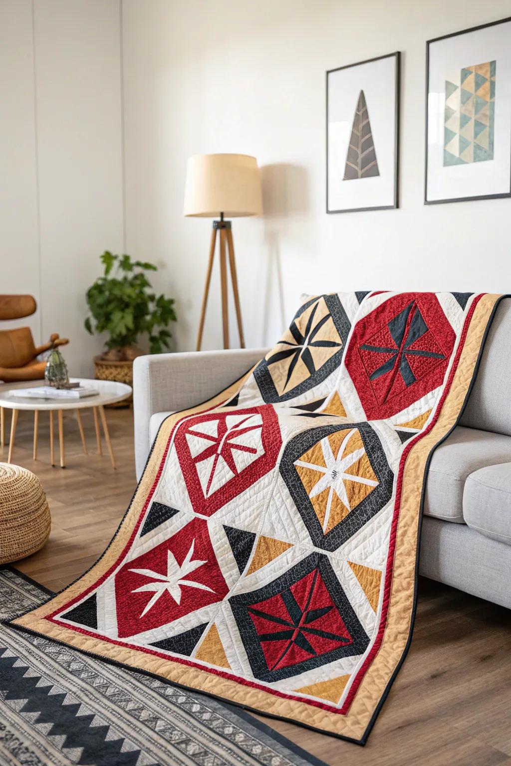 Graphic quilts generate brave statements with their eye-catching designs.