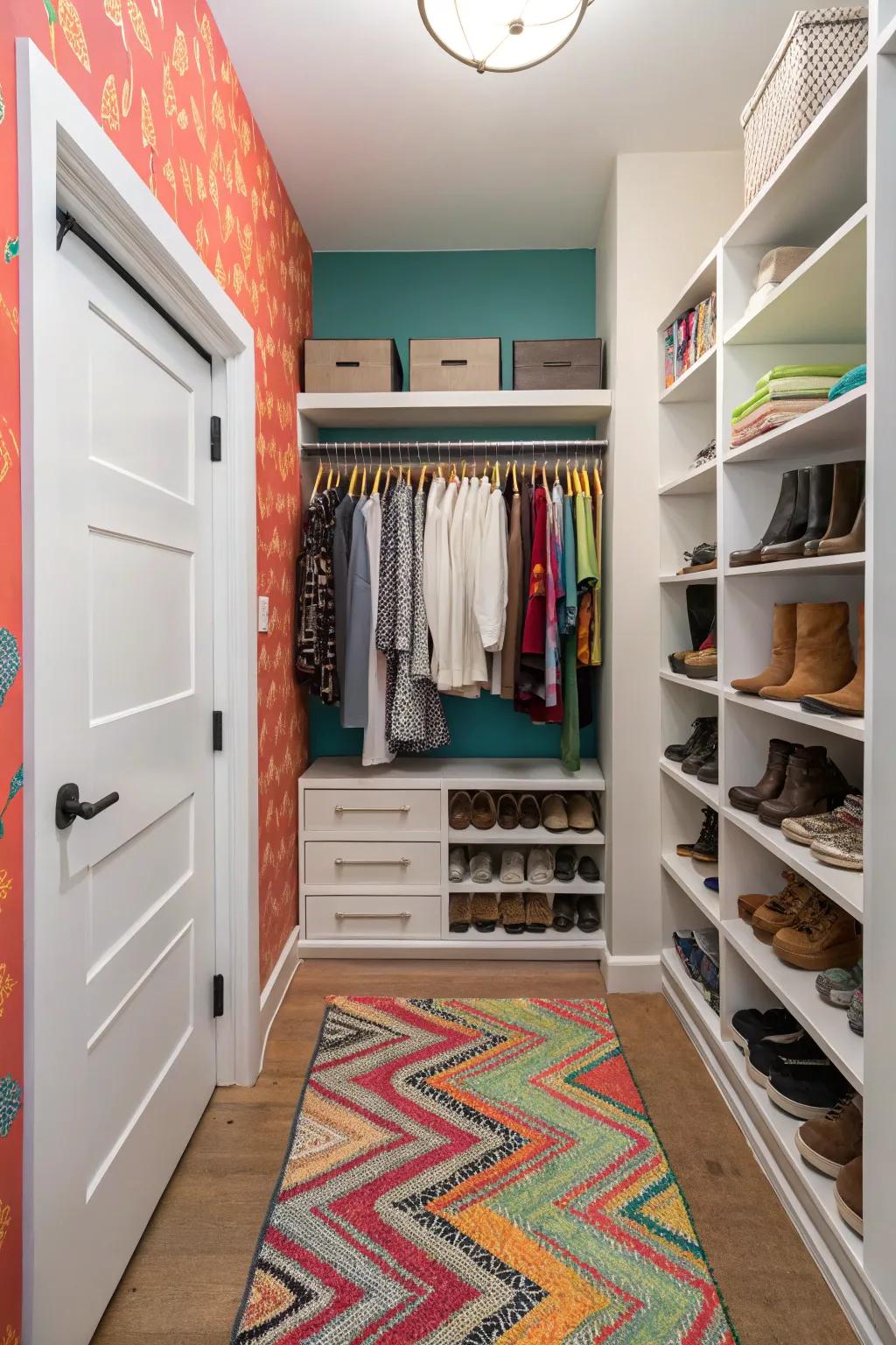 Striking accents enliven your closet with character.