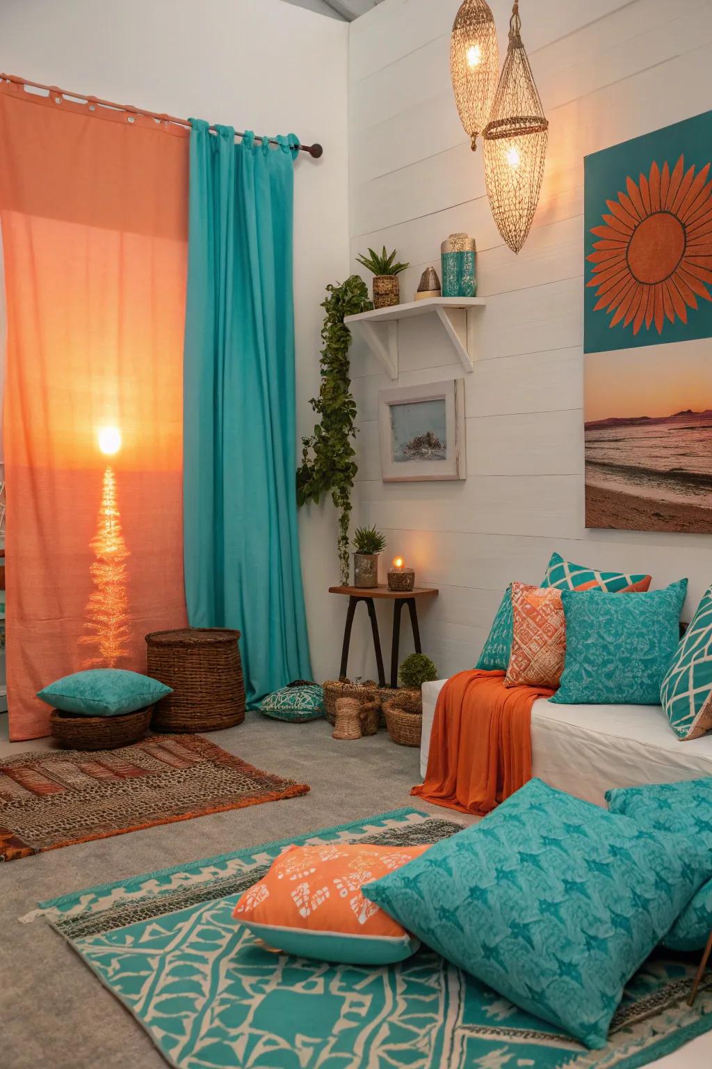 Unexpected colors contribute energy and liveliness.