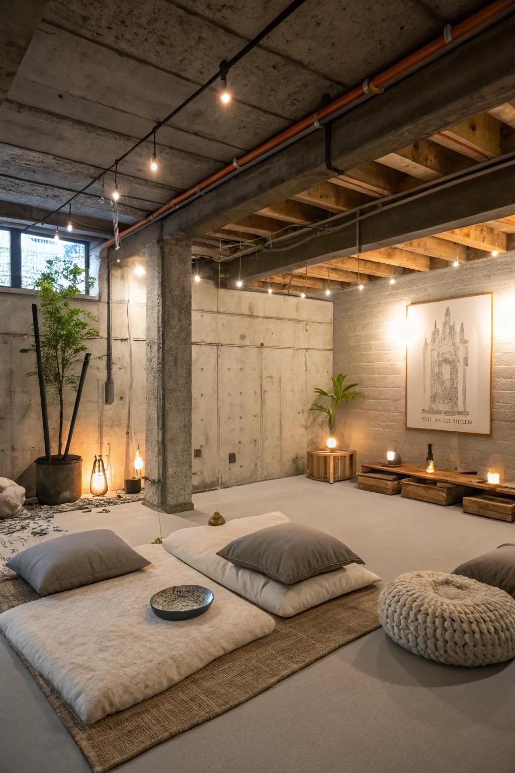A meditation area offers peace and mindfulness.