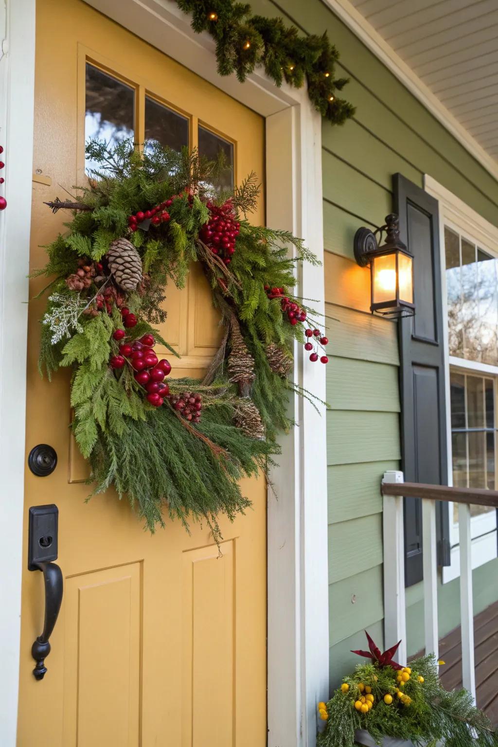 Seasonal wreaths welcome guests with charm and elegance.