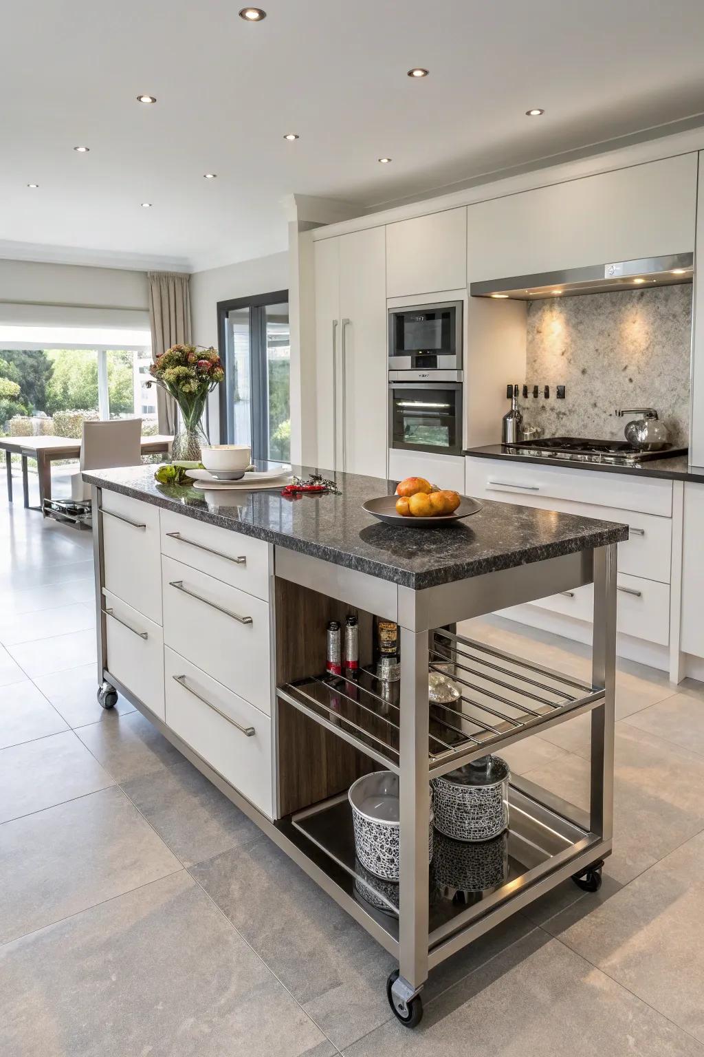 A durable and stylish kitchen island with a granite top