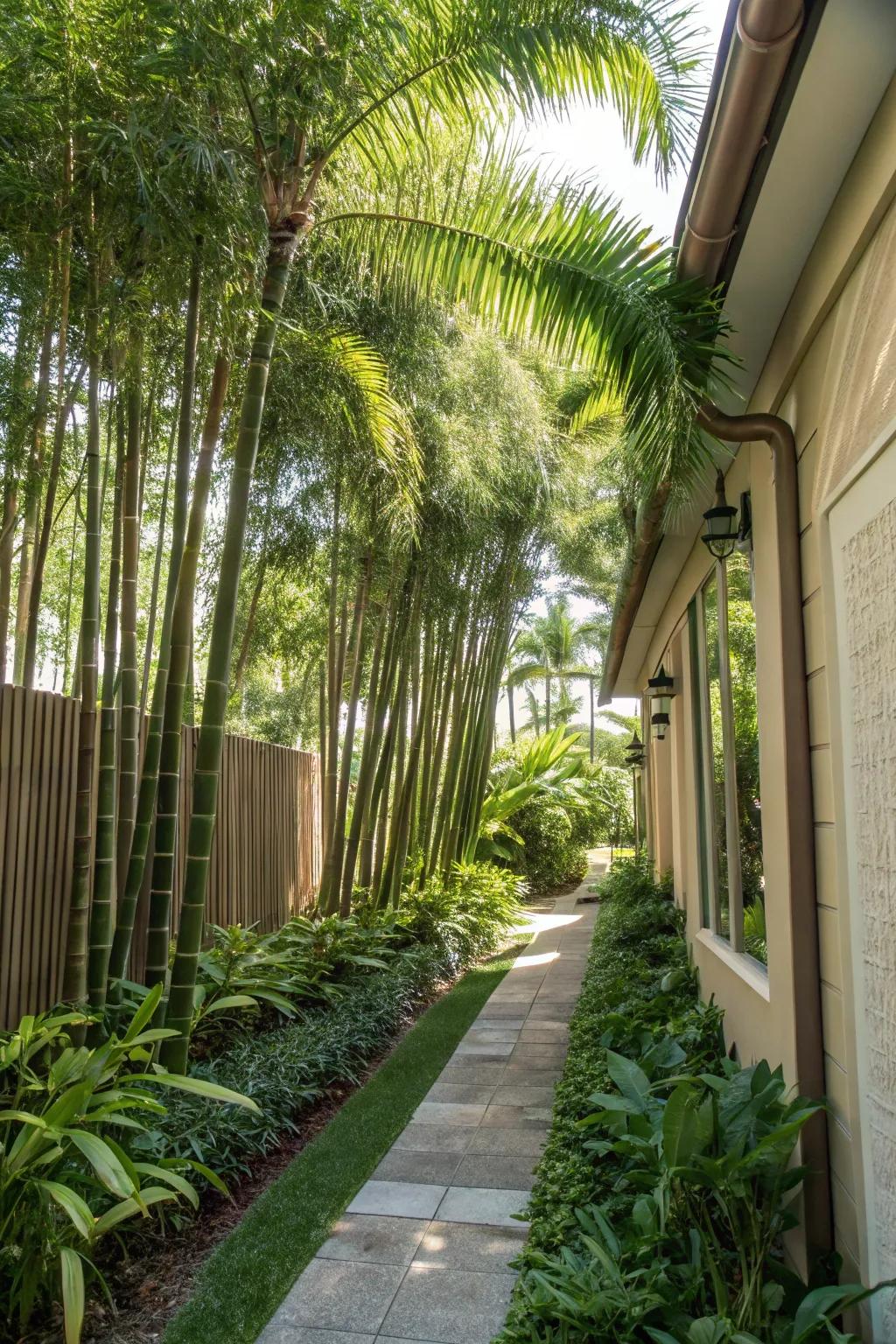 A themed approach crafts a cohesive and welcoming narrow yard.