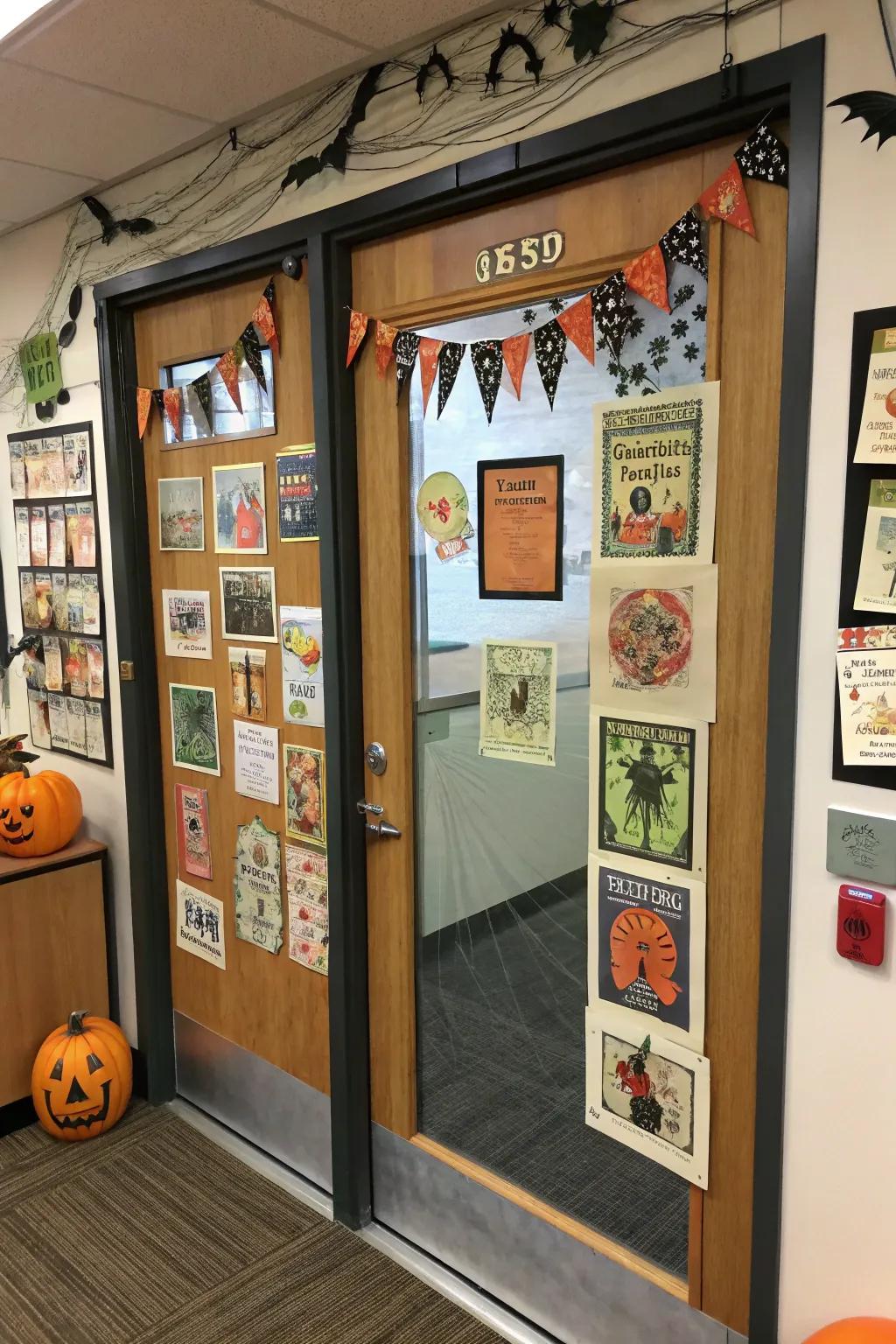 A retro doorway that evokes Halloween recollections.