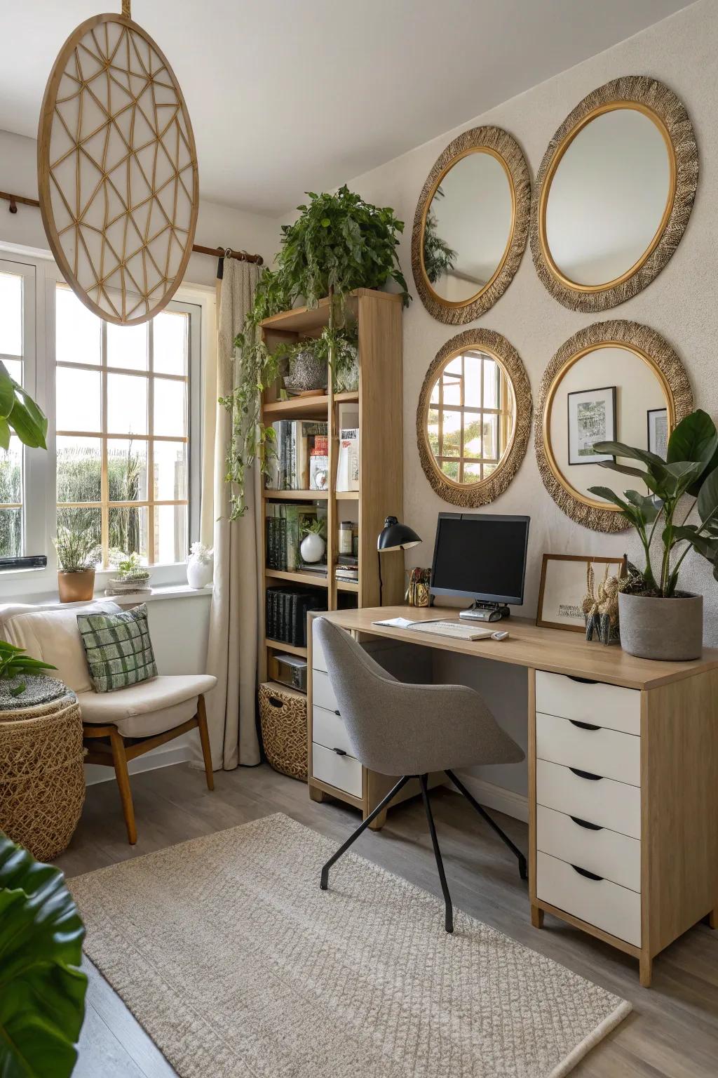 Mirrors enhance light and space in your Zoom scene.