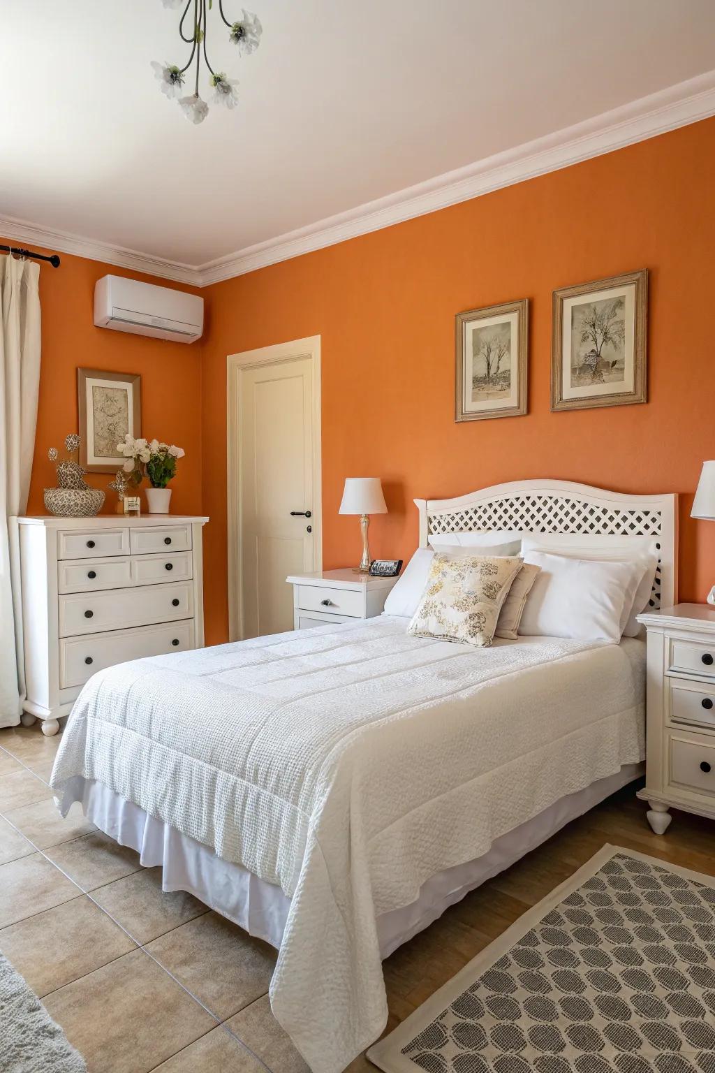 Orange and white engender an atmosphere perceived as both refreshing in addition to contemporary.