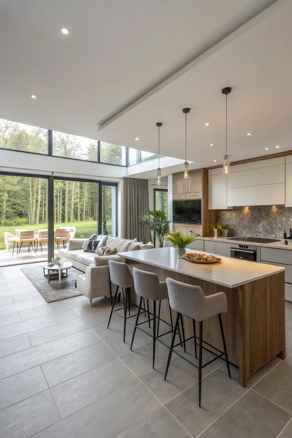 A seamless design enhances both the functionality and atmosphere of the space.