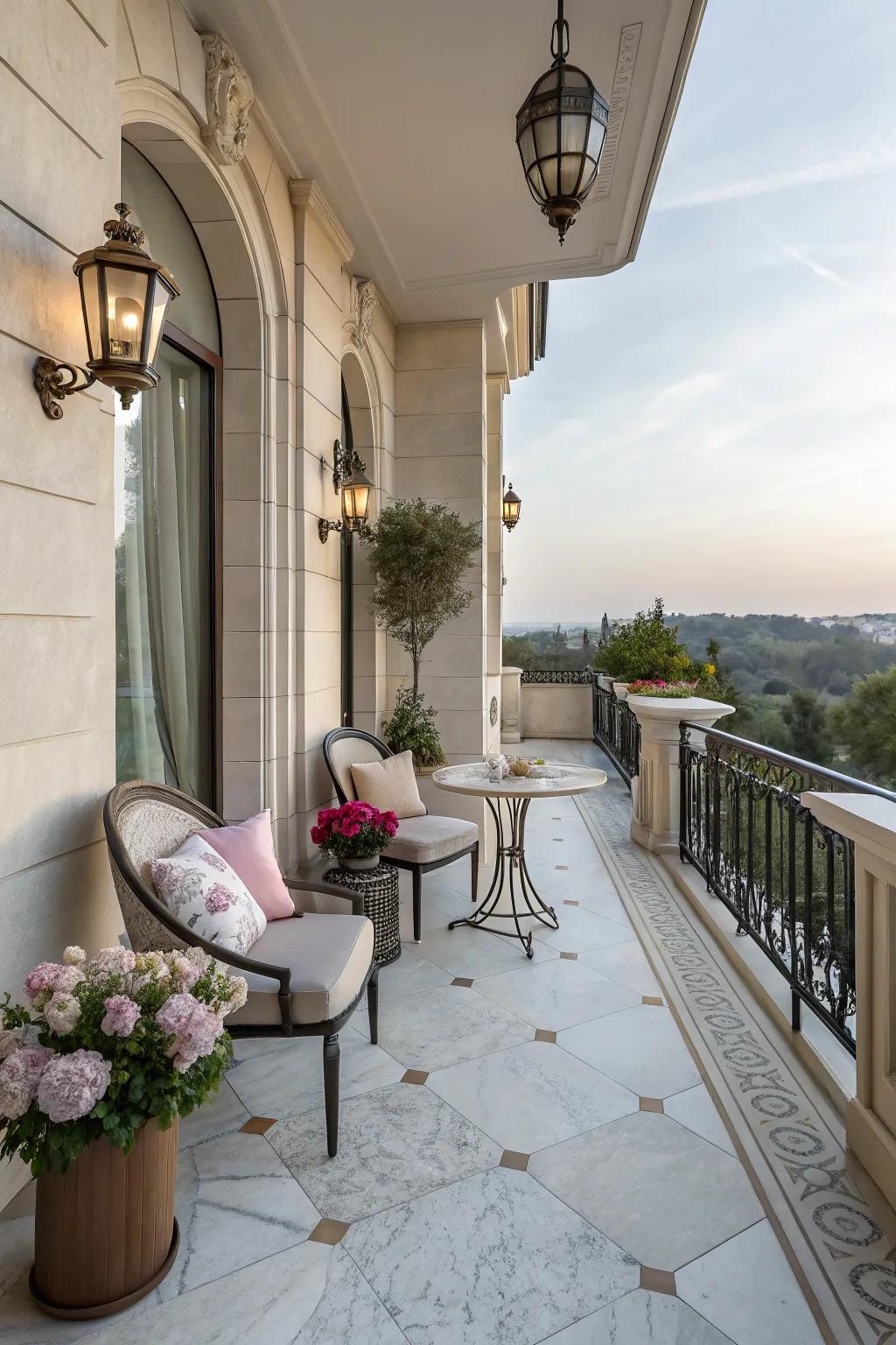 Add a hint of luxury with marble-effect tiles.