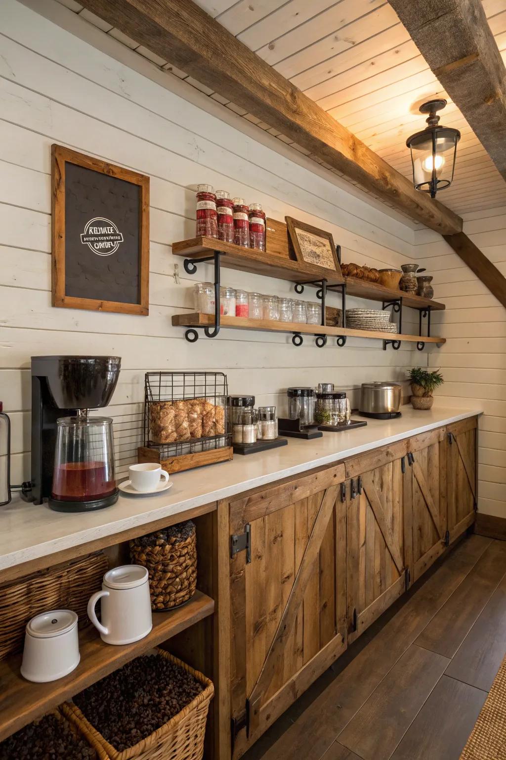 Rustic factors include comfort and a comfortable feel to your coffee bar.