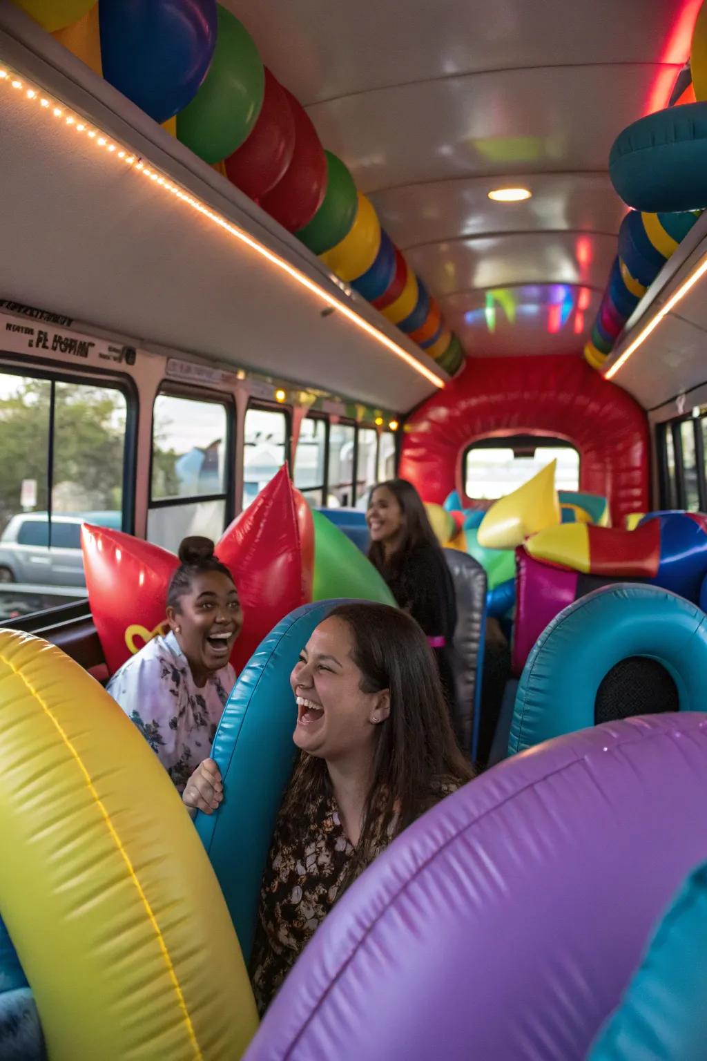 Inflatable shapes add an unexpected and playful element to the decor.