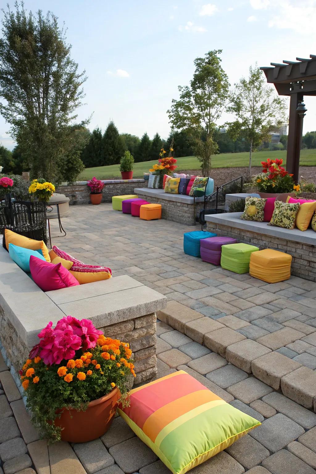 Colorful bits brighten patios.