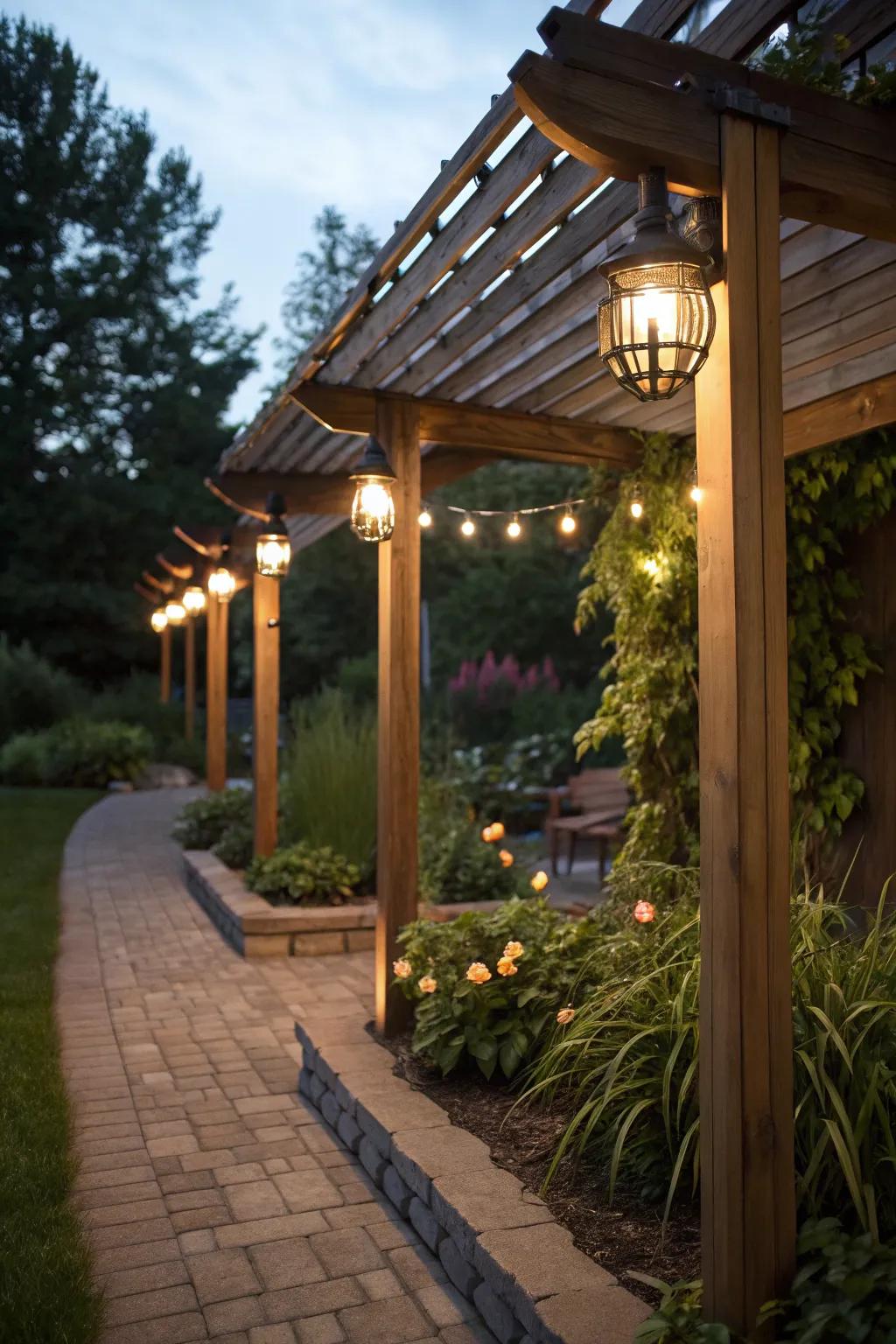 Solar illumination provides a sustainable means to brighten your pergola.